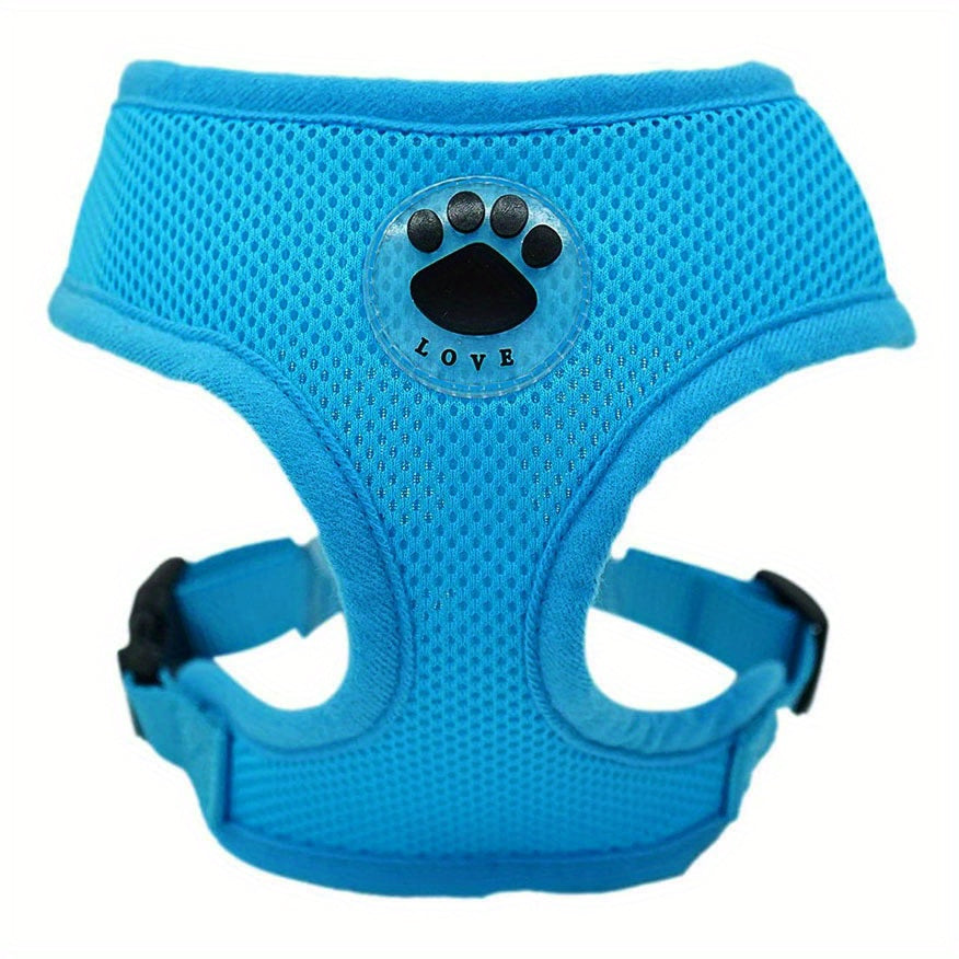 Dog Chest Strap with Paw Size Adjustment Sandwich Breathable Mesh Soft and Comfortable No Pull Handle 5 Sizes