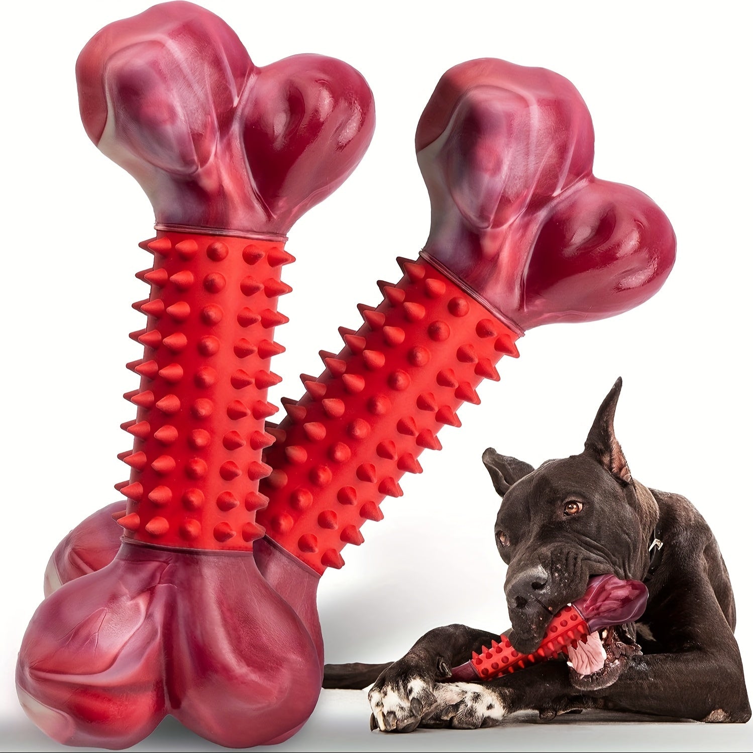 [Tough Dog Toys for Aggressive Chewers] Large Breed Tough Dog Toys - Aggressive Chewers Chew Toys, Nylon and Rubber Bones, Big Toy for Medium Puppy Teething