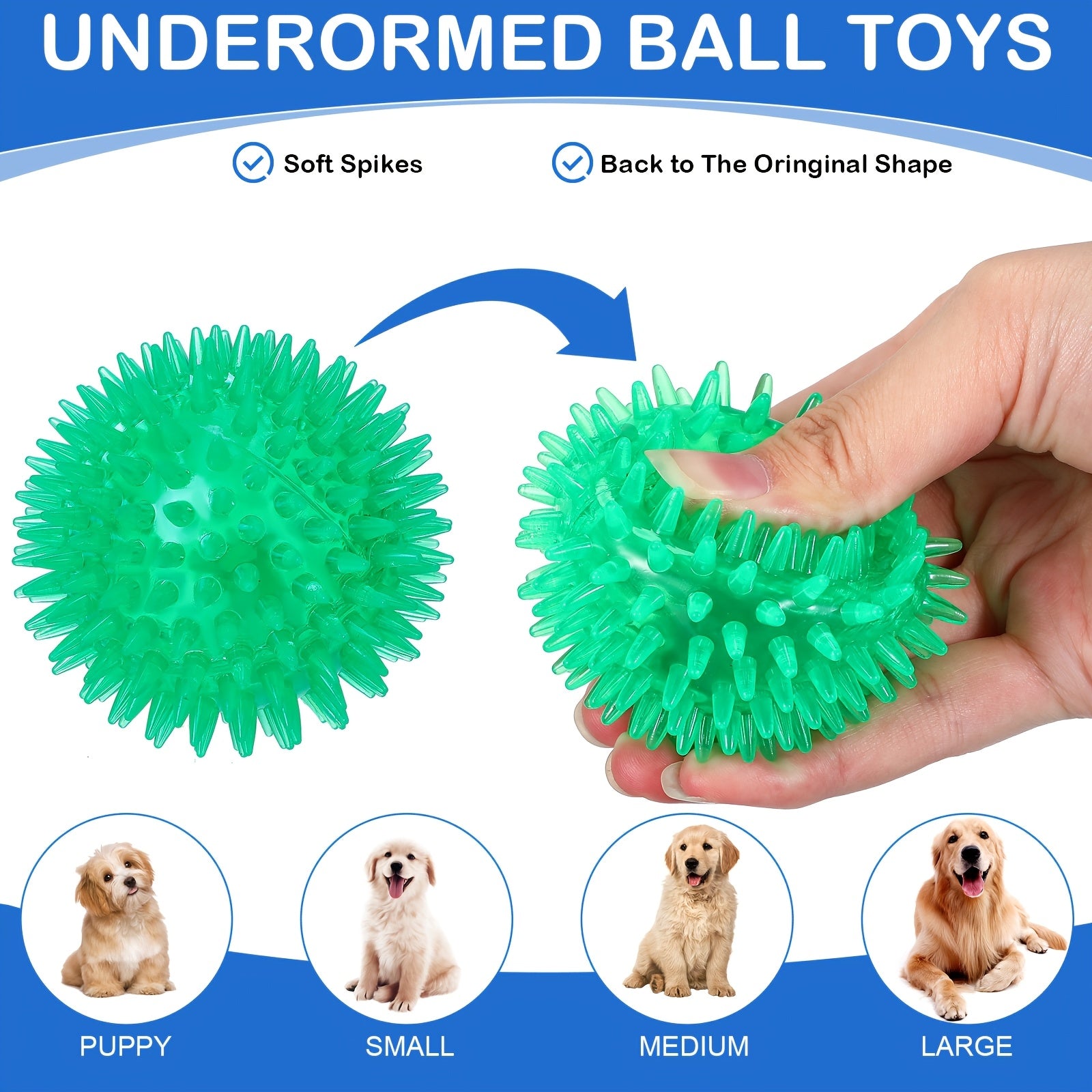 36pcs Squeaky Balls for Dogs Squeaky Dog Toys Bulk 2.5 Inch Spiky Dog Chew Balls for Small Dogs Interactive Fetch Toys for Puppy Cleans Teeth for Healthier Gums