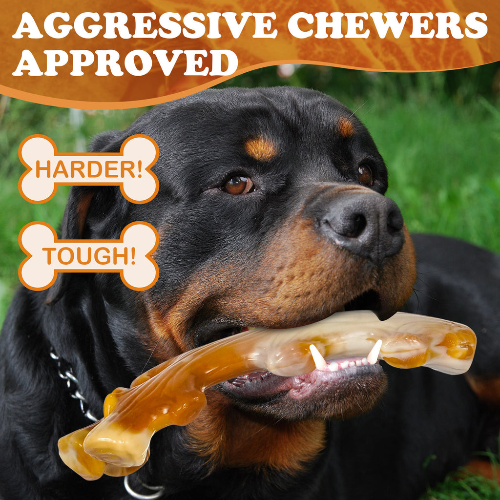 Apasiri Dog Toys, 3-Pack Indestructible Dog Chew Toys for Aggressive Chewers, Bacon Flavored Tough Dog Bones Chew Toys for Super Chewer, Nylon Durable Dog Toys for Medium Large Breed…