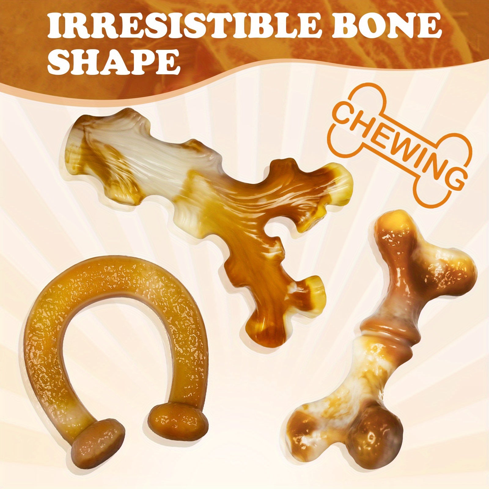 Apasiri Dog Toys, 3-Pack Indestructible Dog Chew Toys for Aggressive Chewers, Bacon Flavored Tough Dog Bones Chew Toys for Super Chewer, Nylon Durable Dog Toys for Medium Large Breed…