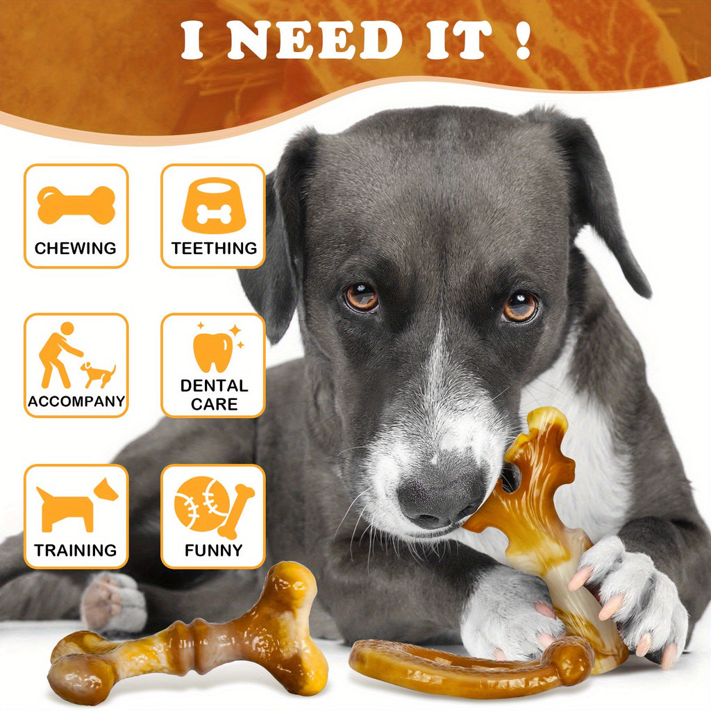 Apasiri Dog Toys, 3-Pack Indestructible Dog Chew Toys for Aggressive Chewers, Bacon Flavored Tough Dog Bones Chew Toys for Super Chewer, Nylon Durable Dog Toys for Medium Large Breed…