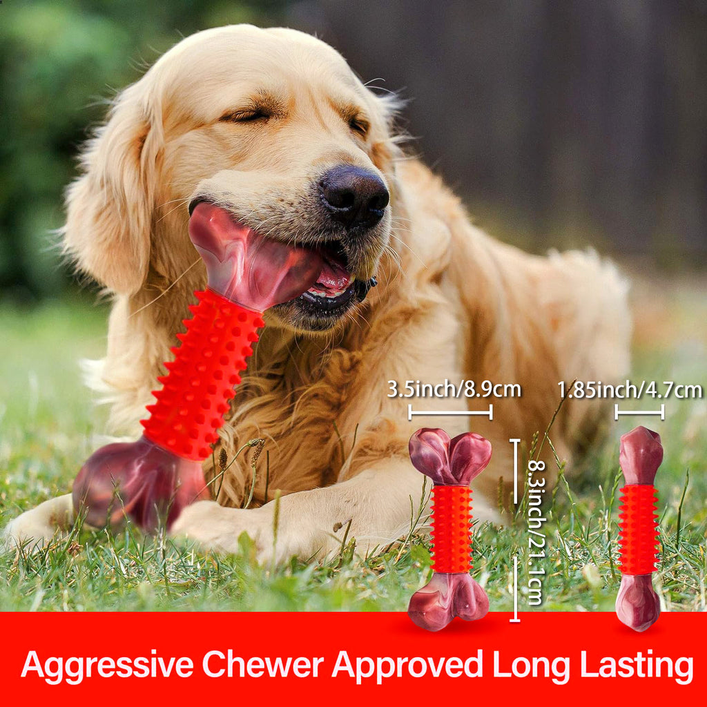 [Tough Dog Toys for Aggressive Chewers] Large Breed Tough Dog Toys - Aggressive Chewers Chew Toys, Nylon and Rubber Bones, Big Toy for Medium Puppy Teething