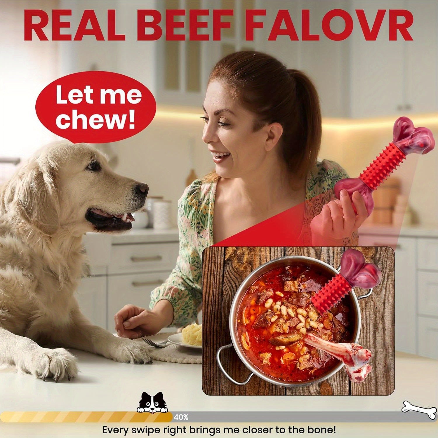 [Tough Dog Toys for Aggressive Chewers] Large Breed Tough Dog Toys - Aggressive Chewers Chew Toys, Nylon and Rubber Bones, Big Toy for Medium Puppy Teething