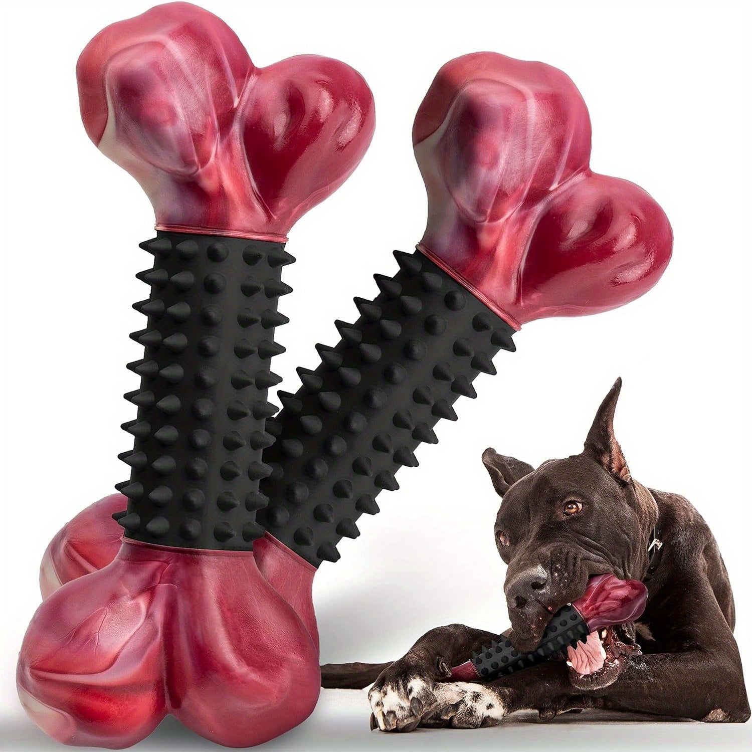 [Tough Dog Toys for Aggressive Chewers] Large Breed Tough Dog Toys - Aggressive Chewers Chew Toys, Nylon and Rubber Bones, Big Toy for Medium Puppy Teething