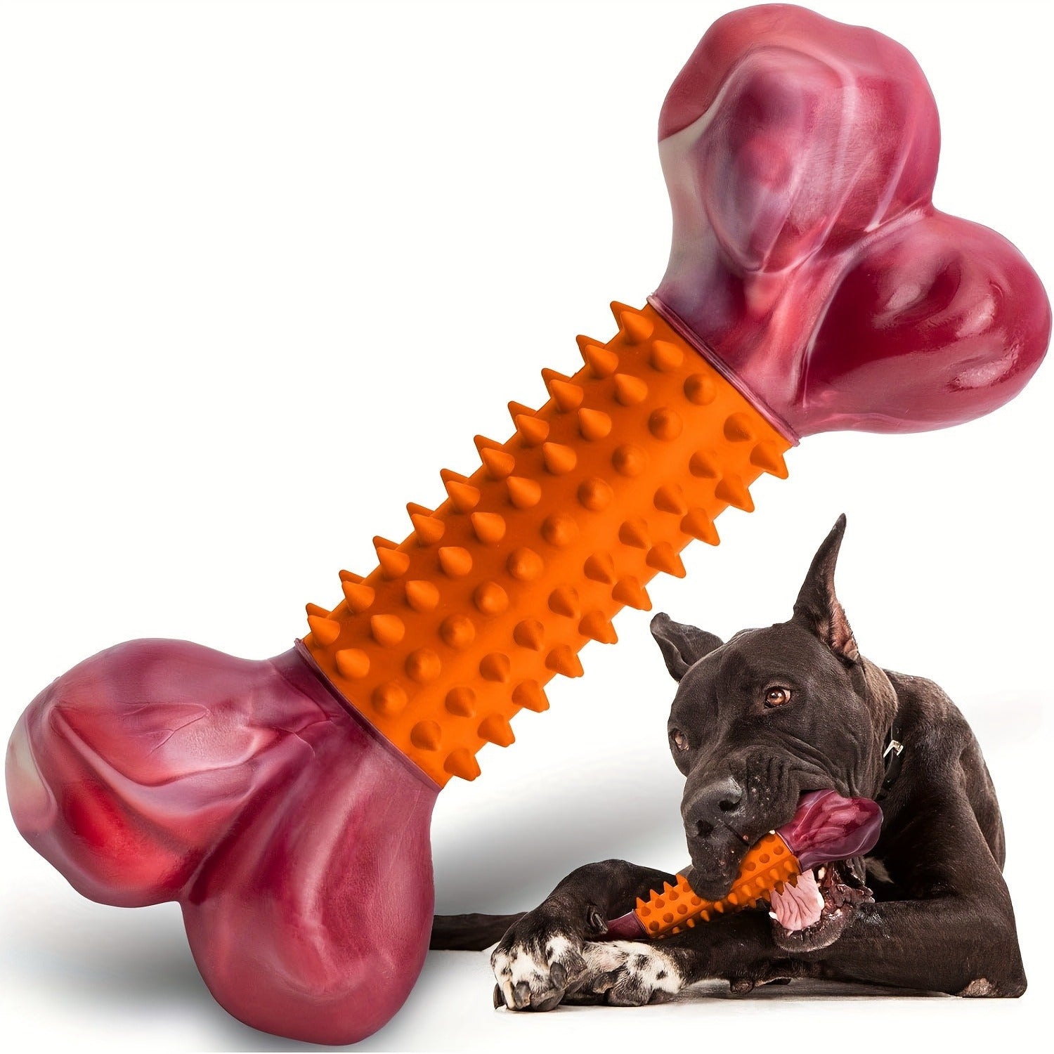 [Tough Dog Toys for Aggressive Chewers] Large Breed Tough Dog Toys - Aggressive Chewers Chew Toys, Nylon and Rubber Bones, Big Toy for Medium Puppy Teething
