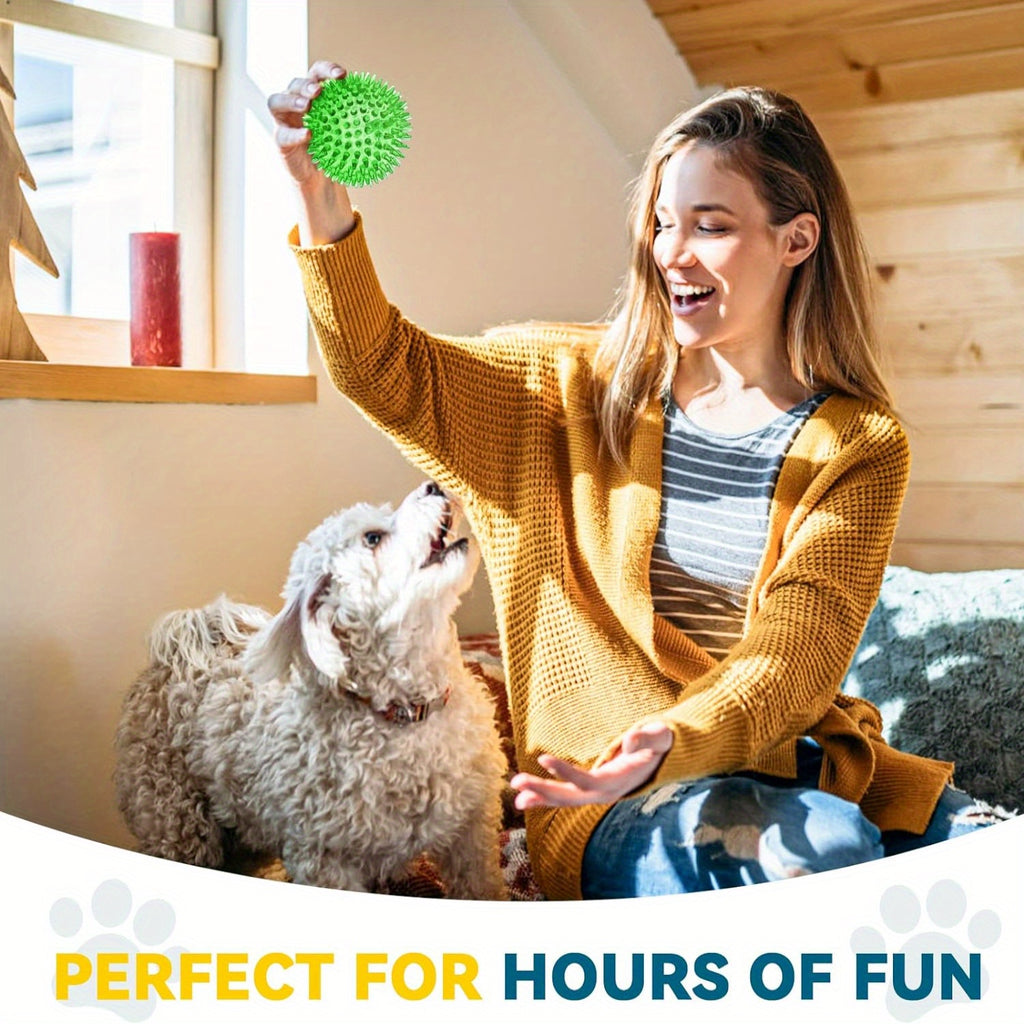 Spiky Dog Ball for Clean Teeth and Training, Squeaky Dog Toys, Durable Dog Toys for Aggressive Chewers, Puppy Chew Toys for Teething, Magic Props 3.5"Large Dog Toys Ball, Fetch Toys for Large Dogs