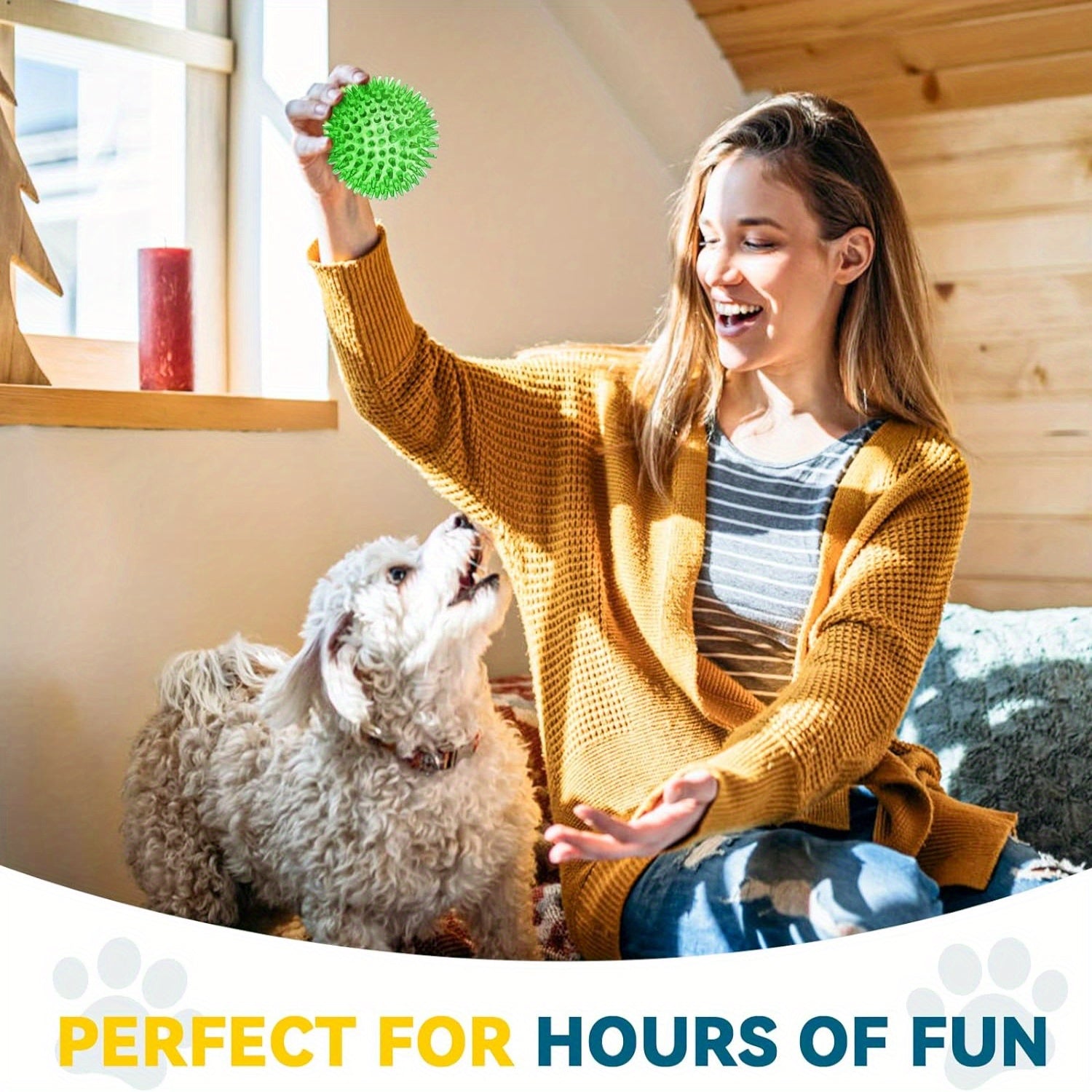 Spiky Dog Ball for Clean Teeth and Training, Squeaky Dog Toys, Durable Dog Toys for Aggressive Chewers, Puppy Chew Toys for Teething, Magic Props 3.5"Large Dog Toys Ball, Fetch Toys for Large Dogs