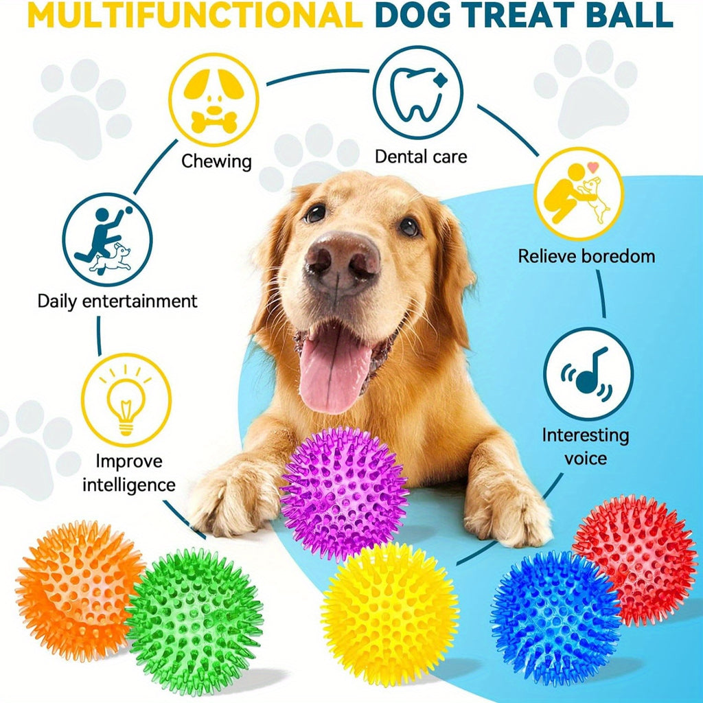 Spiky Dog Ball for Clean Teeth and Training, Squeaky Dog Toys, Durable Dog Toys for Aggressive Chewers, Puppy Chew Toys for Teething, Magic Props 3.5"Large Dog Toys Ball, Fetch Toys for Large Dogs