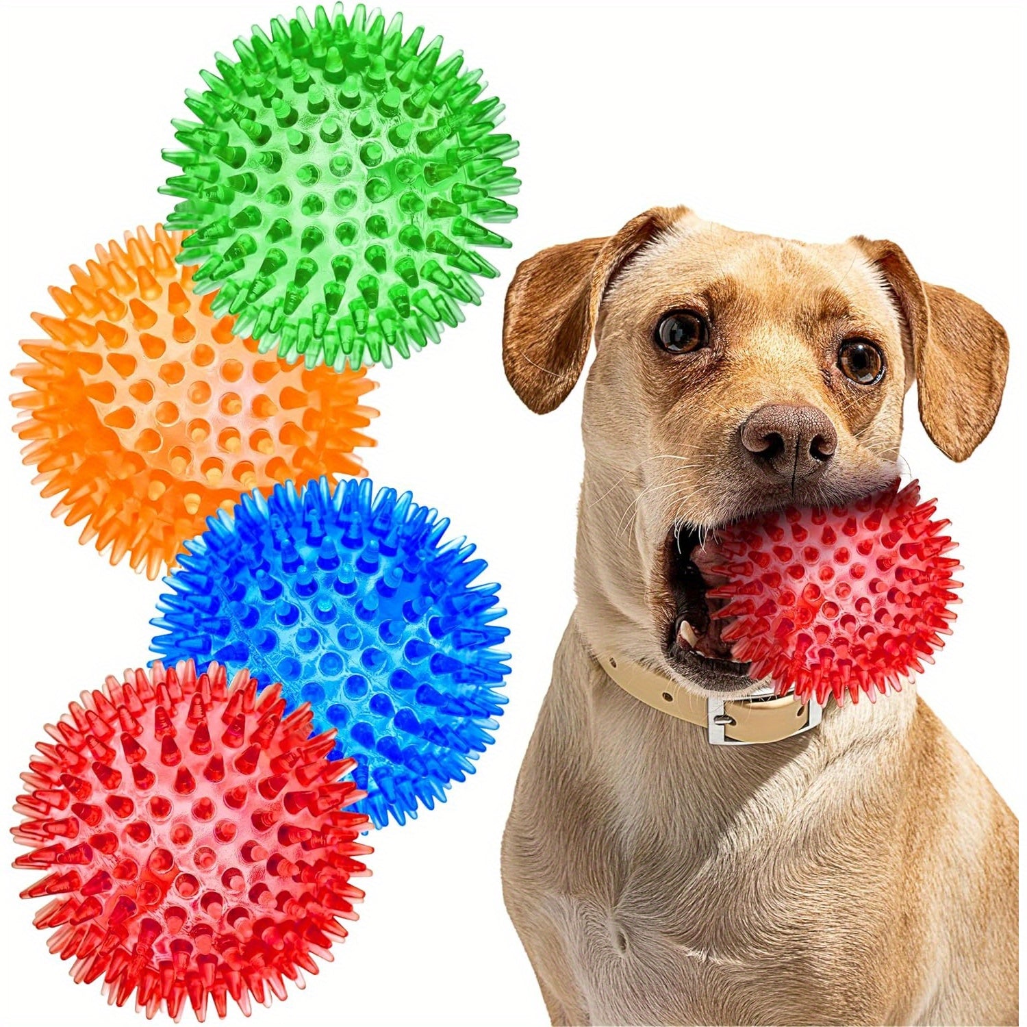 Spiky Dog Ball for Clean Teeth and Training, Squeaky Dog Toys, Durable Dog Toys for Aggressive Chewers, Puppy Chew Toys for Teething, Magic Props 3.5"Large Dog Toys Ball, Fetch Toys for Large Dogs