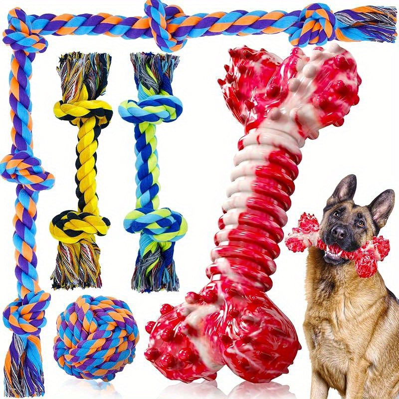 14-Pack Durable Cotton Blend Dog Chew Toys, XL Interactive Rope Toys for Aggressive Chewers, All Breed Sizes, Teeth Cleaning Dog Toys for Large Breeds, Heavy Duty Play Toys for Christmas and Halloween Decor