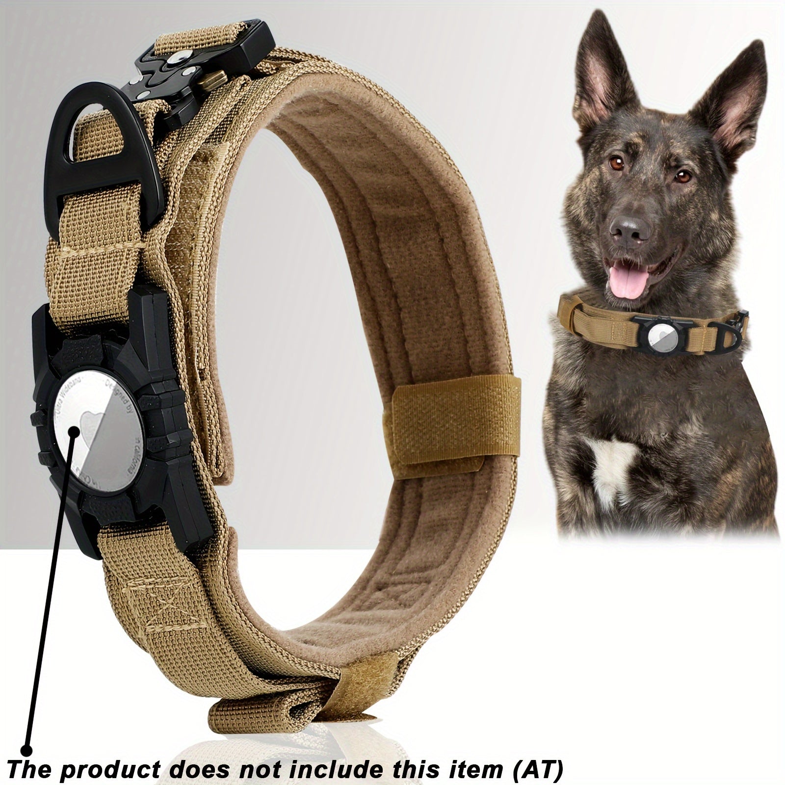 [Tactical Dog Collar] Heavy-Duty Tactical Nylon Dog Collar with GPS Holder | Adjustable Military-Style Collar for All Breeds, Secure Fit Collar