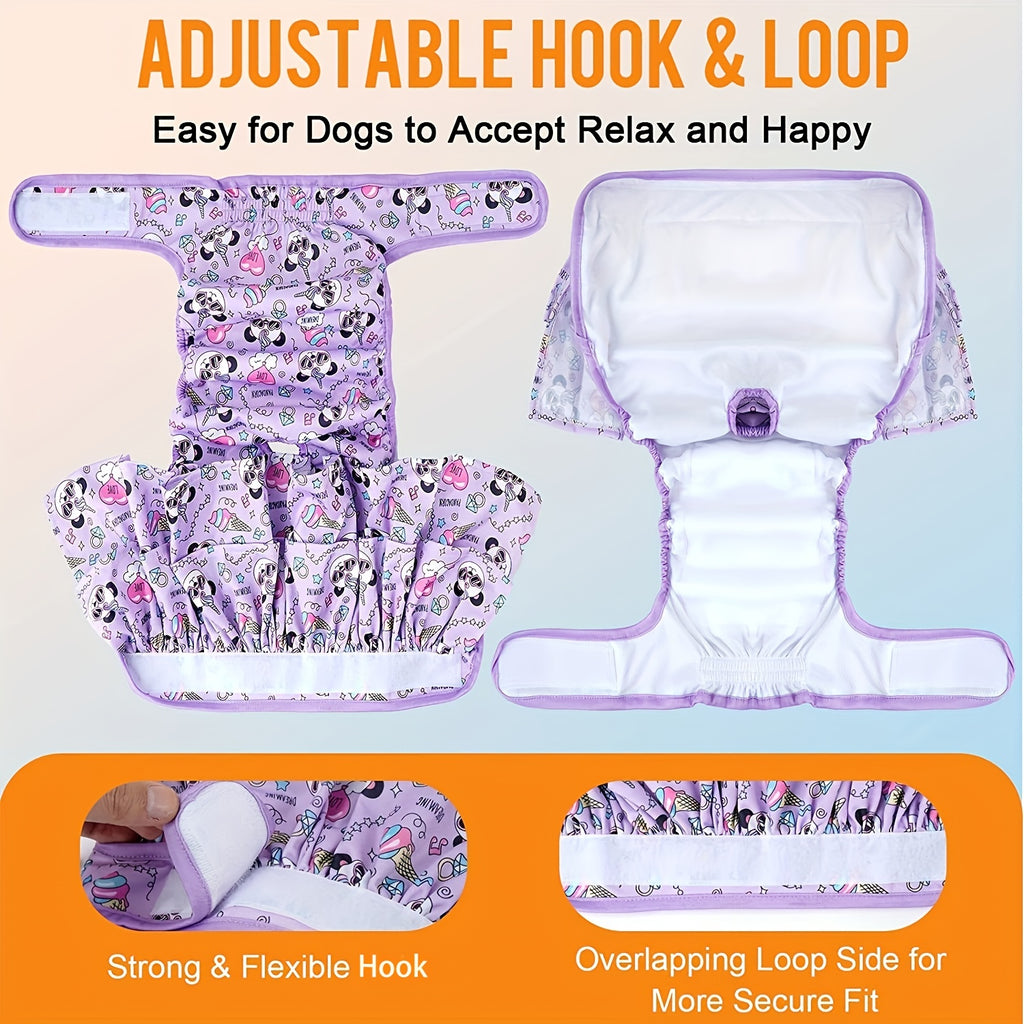 Reusable Washable Female Dog Diapers - High Absorbency and Leak-Proof for Puppies and Adult Dogs - Perfect for House Training and Incontinence