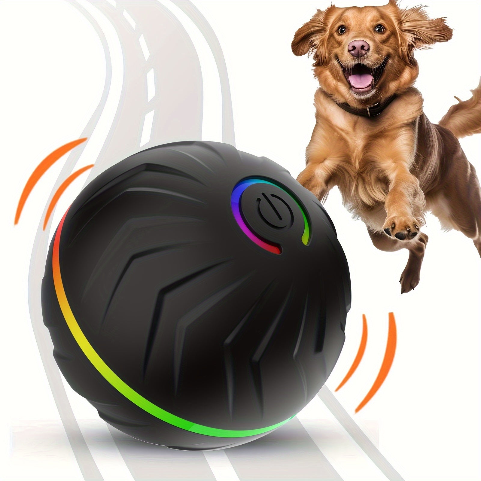 Intelligent teasing dog ball, interactive dog toys, random rolling & jumping, dazzling colorful lights, long life 4h, comes with charging cable & manual! Multi-scene rolling & jumping, suitable for: wooden floors, tile floors
