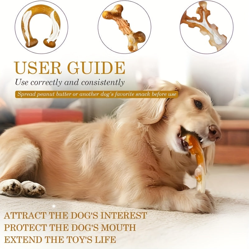 Apasiri Dog Toys, 3-Pack Indestructible Dog Chew Toys for Aggressive Chewers, Bacon Flavored Tough Dog Bones Chew Toys for Super Chewer, Nylon Durable Dog Toys for Medium Large Breed…