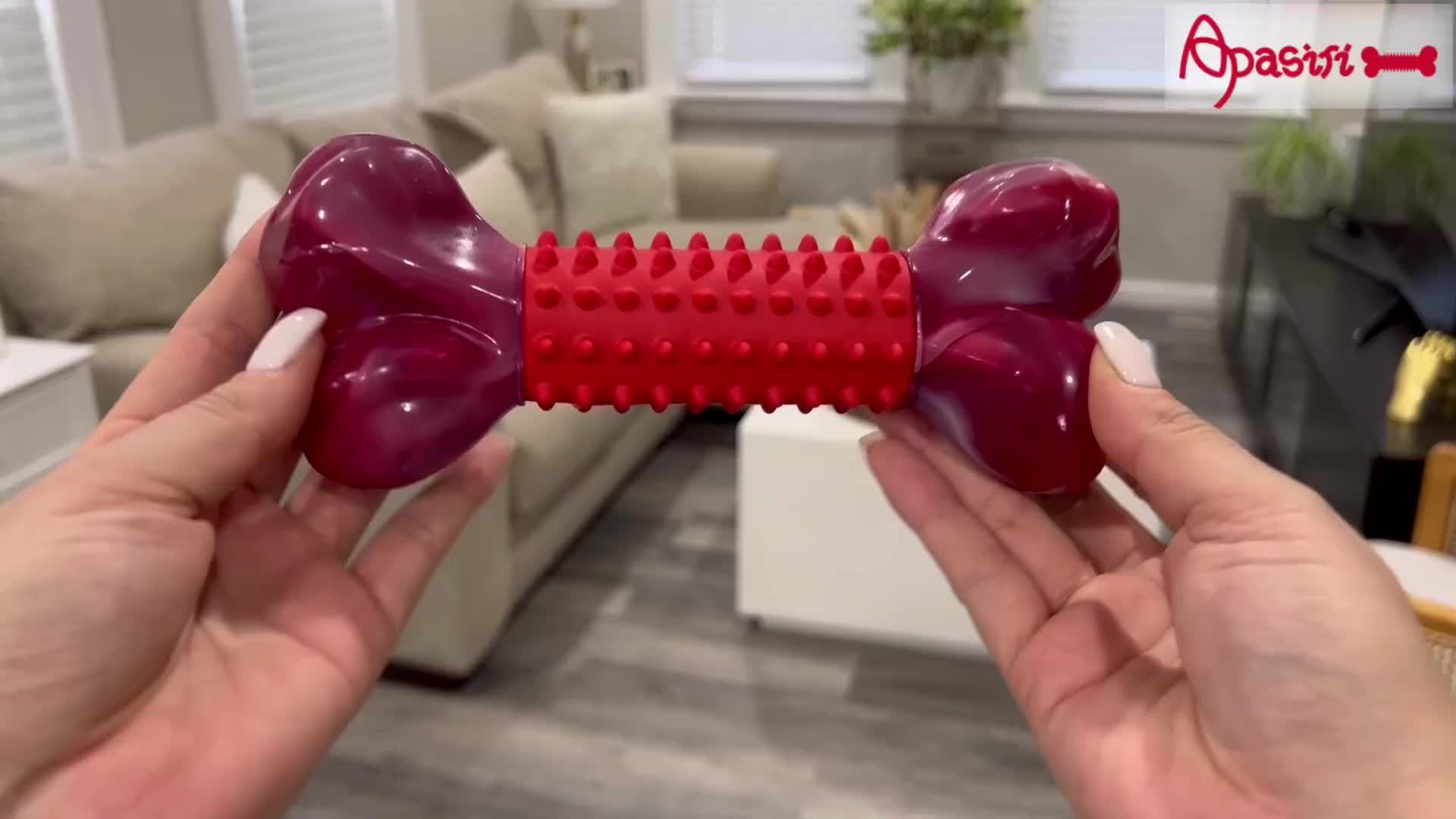 [Tough Dog Toys for Aggressive Chewers] Large Breed Tough Dog Toys - Aggressive Chewers Chew Toys, Nylon and Rubber Bones, Big Toy for Medium Puppy Teething