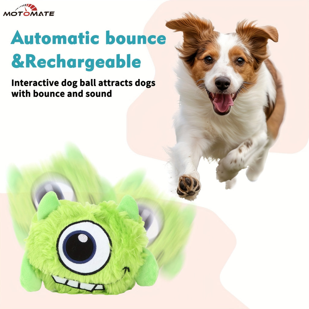 Motomate for Interactive Dog Toys, Rechargeable Self Moving Balls, Chewable Plush Cover, Small and Medium Dogs (Green)