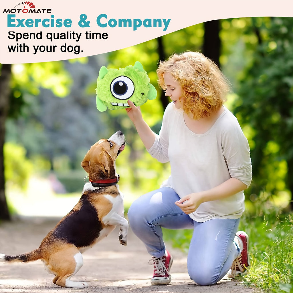 Motomate for Interactive Dog Toys, Rechargeable Self Moving Balls, Chewable Plush Cover, Small and Medium Dogs (Green)