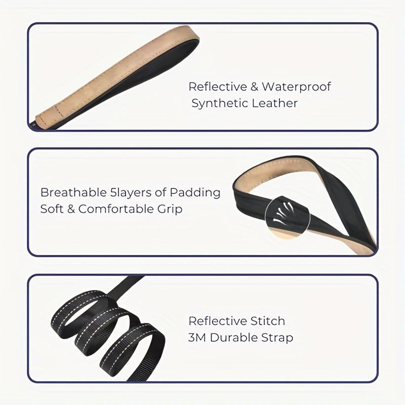 Reflective Film Waterproof Leather Collar Matching Mid-section Reflective Webbing Leather Handle 5 Colors 4 Sizes Film Laser Engraving Nameplate Personalized Dog Collar