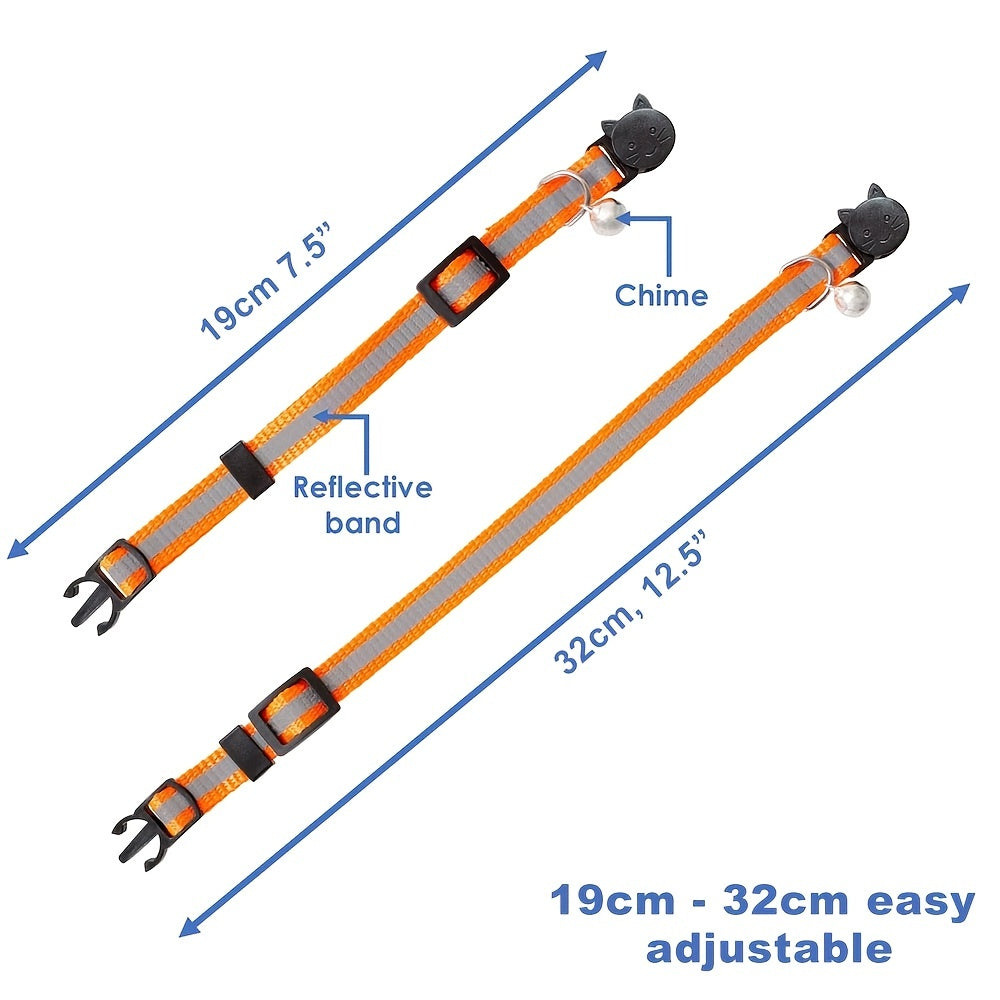 Pet Round Ears Cat Buckle Reflective Cat Head Safety Buckle Separable Cat Dog Bell Collar