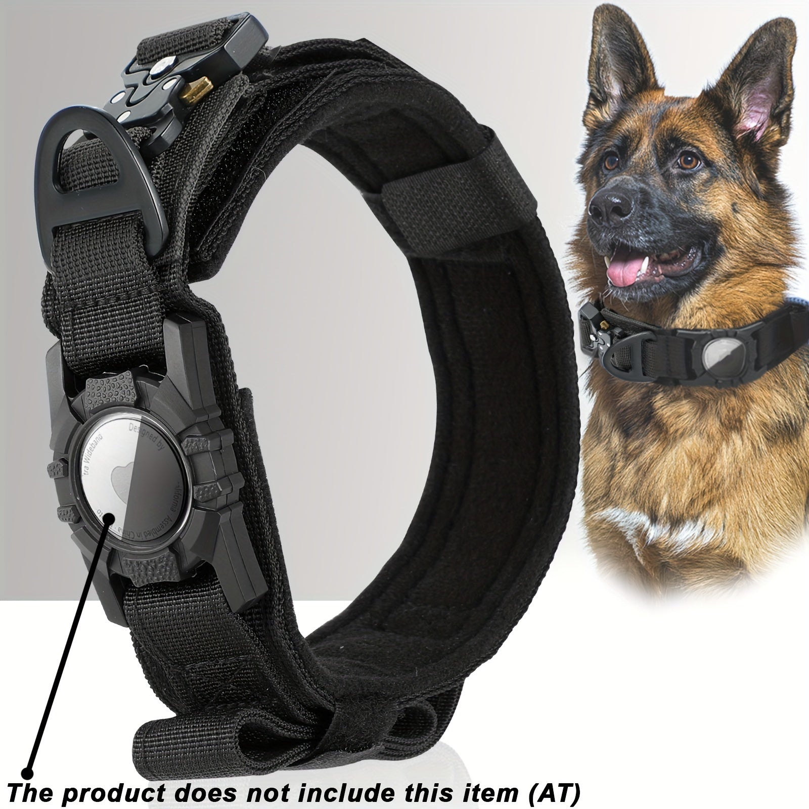 [Tactical Dog Collar] Heavy-Duty Tactical Nylon Dog Collar with GPS Holder | Adjustable Military-Style Collar for All Breeds, Secure Fit Collar
