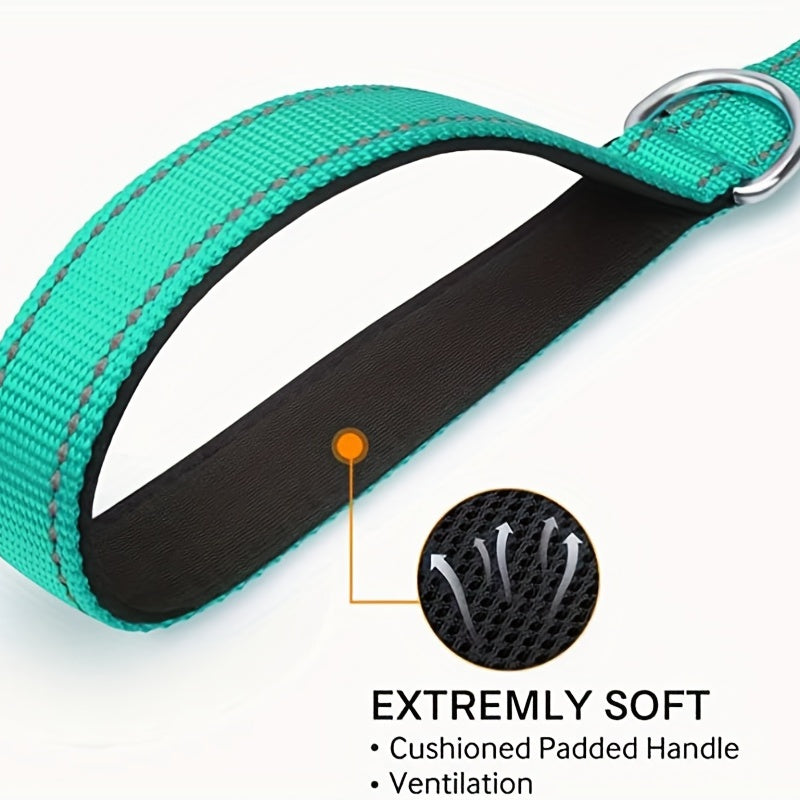 Safe and Comfortable Reflective Double-Sided Dog Leash for Walking and Training