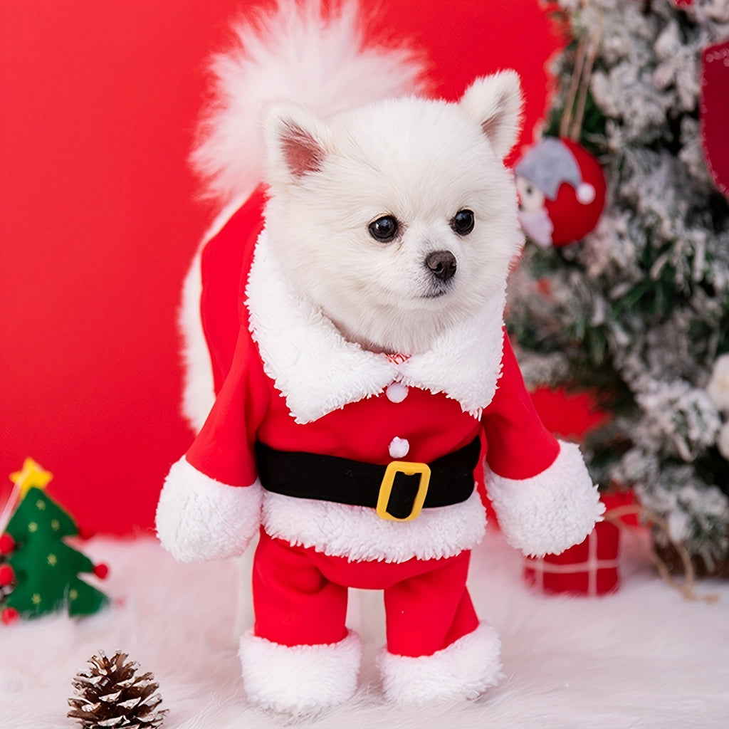 Adorable Small Breed Pet Policeman Costume - Polyester Knit Fabric, Cool Outfit with Hat for Christmas Halloween Party, Fun Cat Clothes for Small Dogs and Cats