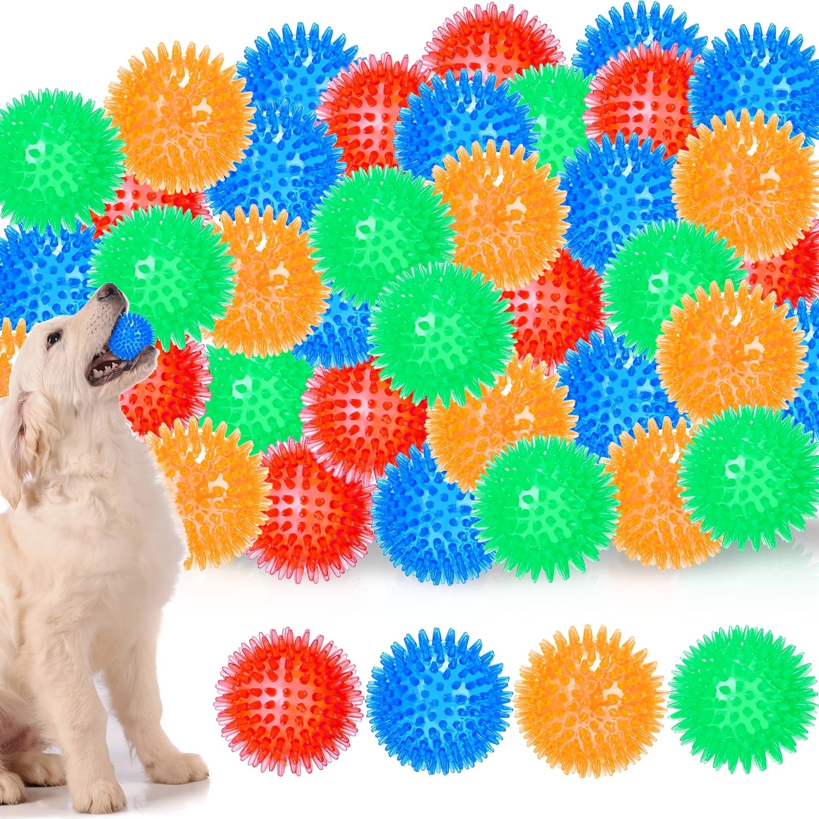 36pcs Squeaky Balls for Dogs Squeaky Dog Toys Bulk 2.5 Inch Spiky Dog Chew Balls for Small Dogs Interactive Fetch Toys for Puppy Cleans Teeth for Healthier Gums