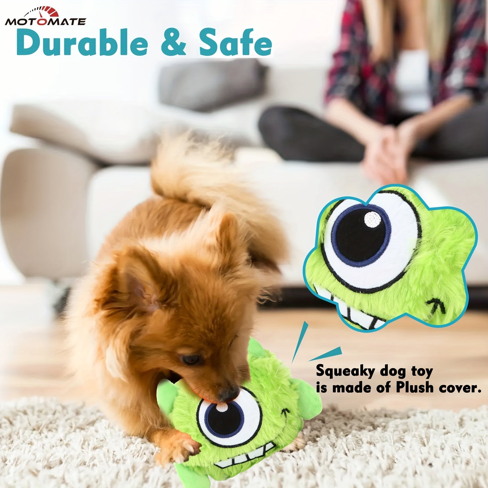 Motomate for Interactive Dog Toys, Rechargeable Self Moving Balls, Chewable Plush Cover, Small and Medium Dogs (Green)