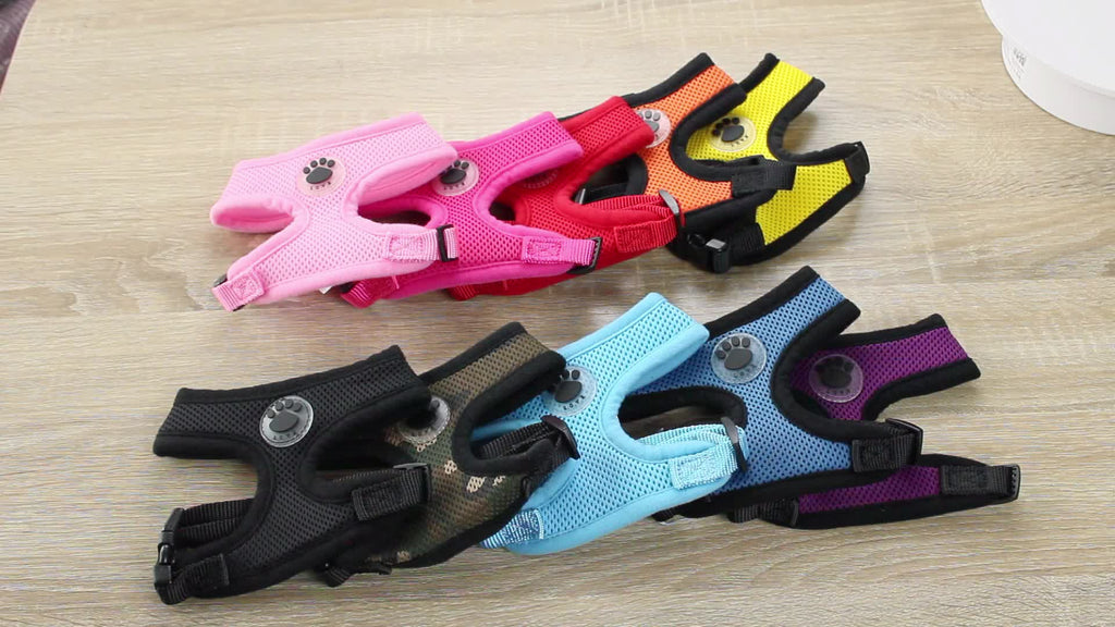 Dog Chest Strap with Paw Size Adjustment Sandwich Breathable Mesh Soft and Comfortable No Pull Handle 5 Sizes