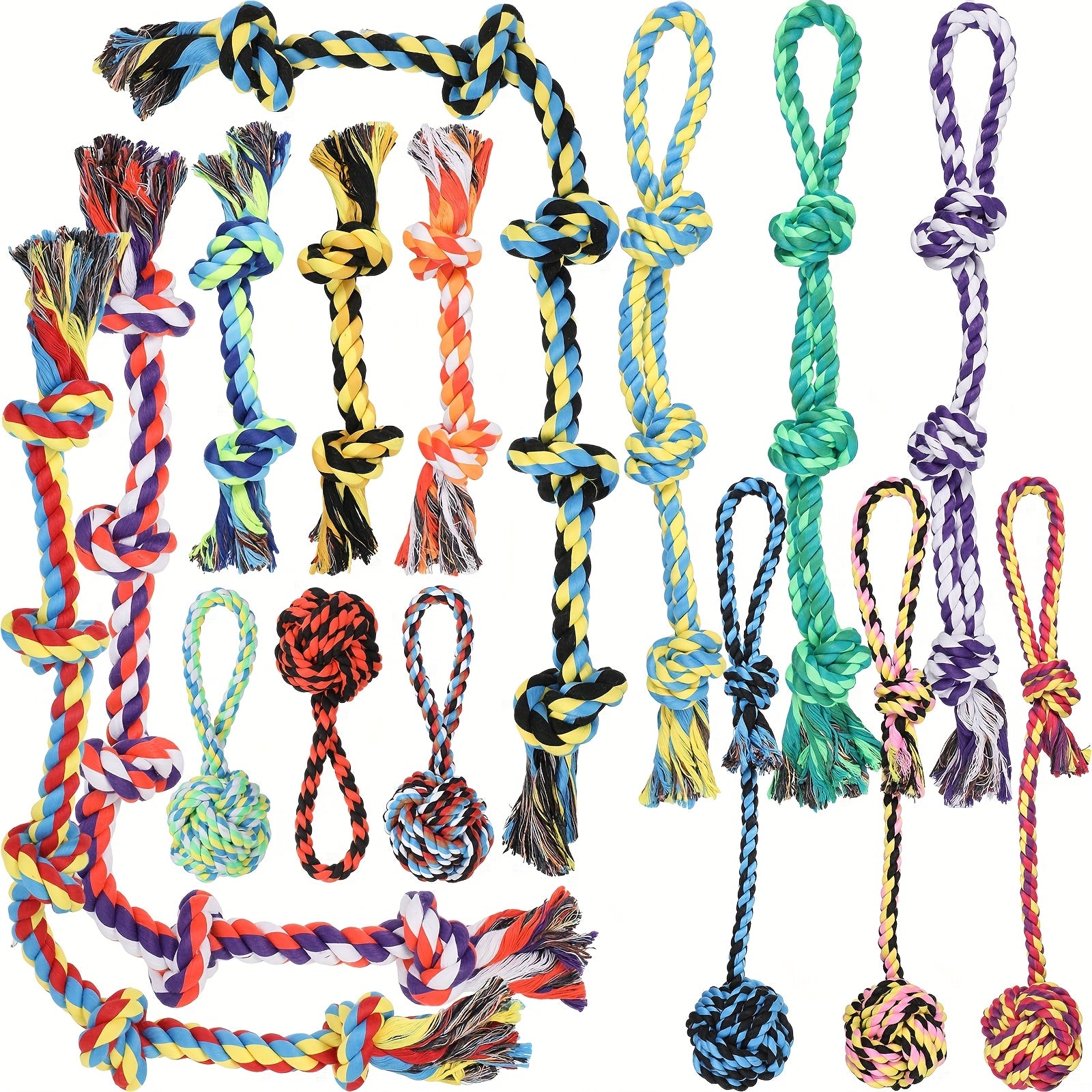 15pcs Dog Rope Toys Dog Toys for Aggressive Chewers Heavy Duty Dog Toy Tough Dog Tug Toys for Medium Large Breed Dogs Puppy Teeth Cleaning 5 Types