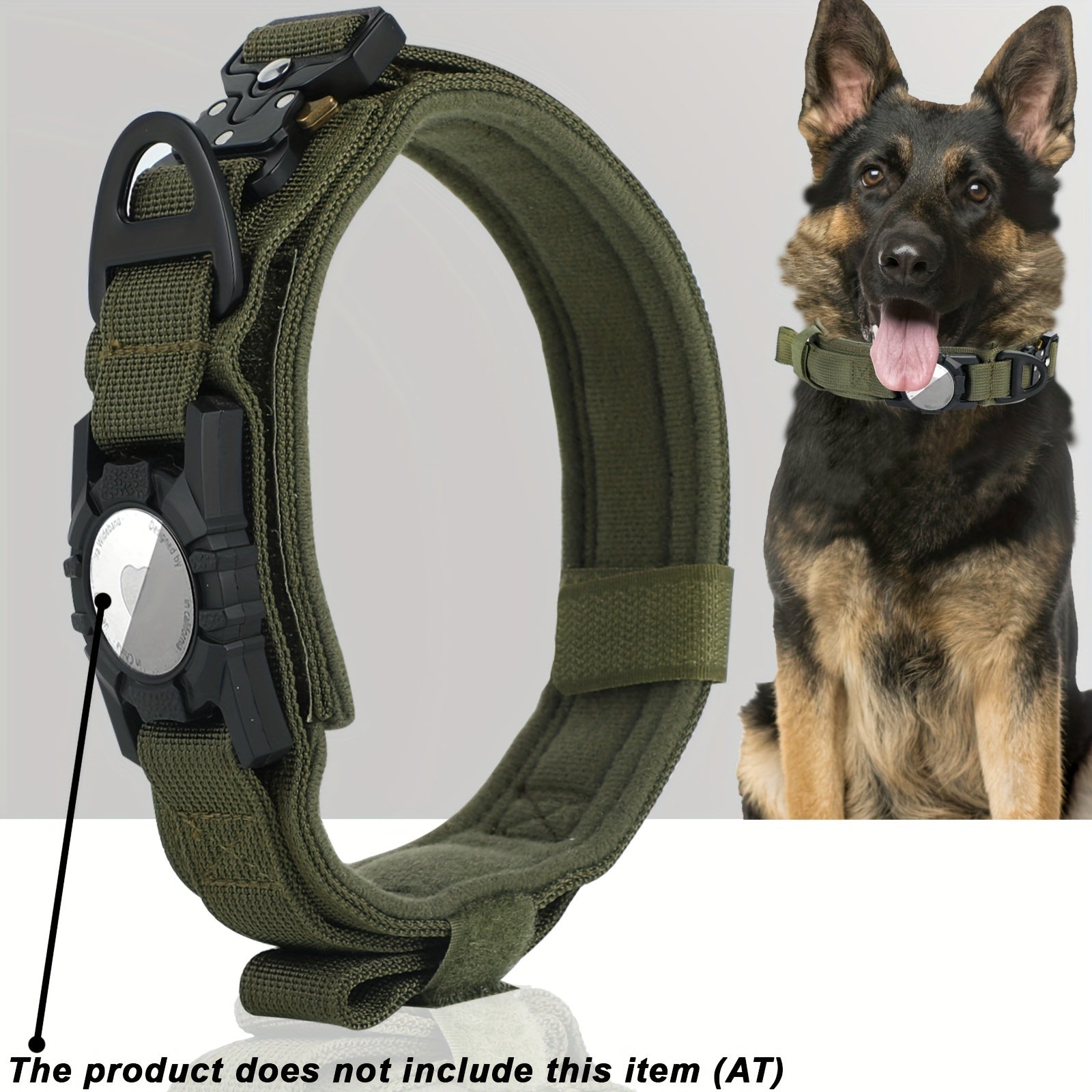 [Tactical Dog Collar] Heavy-Duty Tactical Nylon Dog Collar with GPS Holder | Adjustable Military-Style Collar for All Breeds, Secure Fit Collar