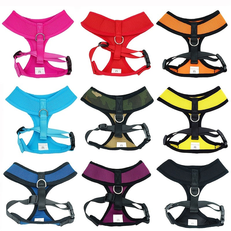 Dog Chest Strap with Paw Size Adjustment Sandwich Breathable Mesh Soft and Comfortable No Pull Handle 5 Sizes