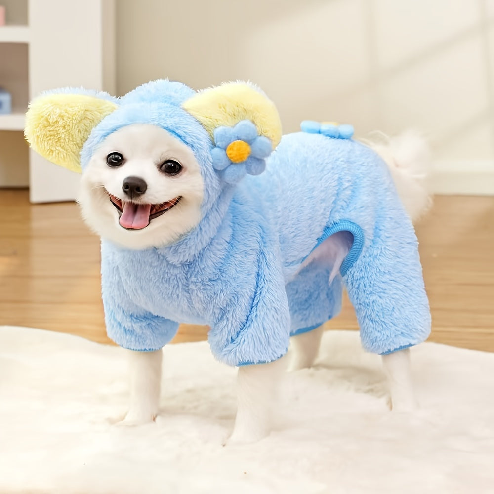 Pet Dog Cat Clothes Supplies Autumn and Winter Plus Velvet Four-Leg Clothes Cuihua Bear Transformation Teddy Bear