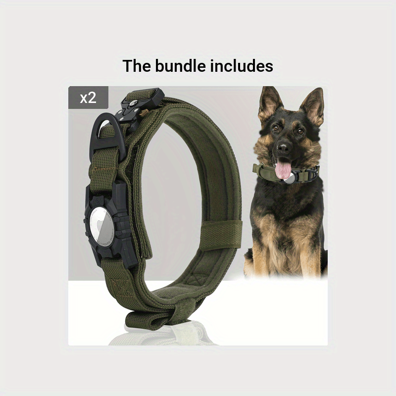 [Tactical Dog Collar] Heavy-Duty Tactical Nylon Dog Collar with GPS Holder | Adjustable Military-Style Collar for All Breeds, Secure Fit Collar