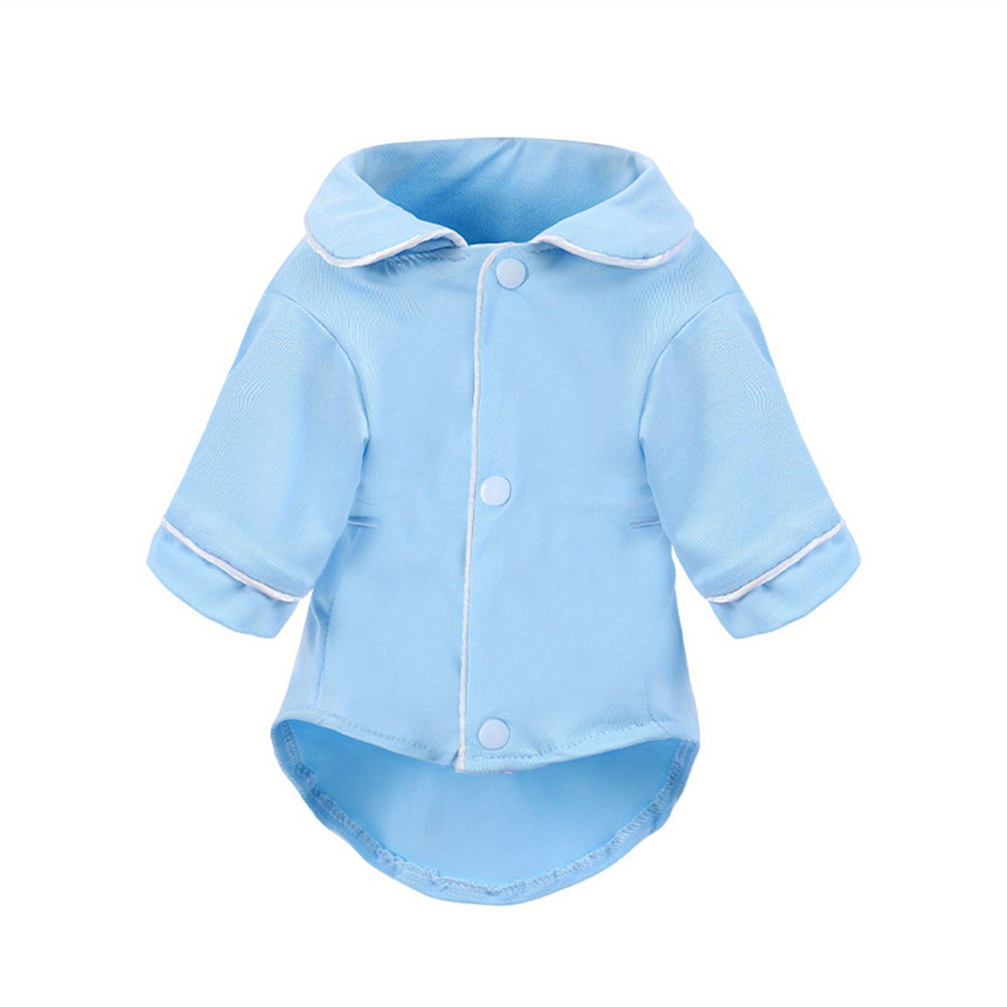 Cute Small Dog Pajamas Contrast Color Trim Lapel Neck Two-Legged Snap-up Cat Clothes
