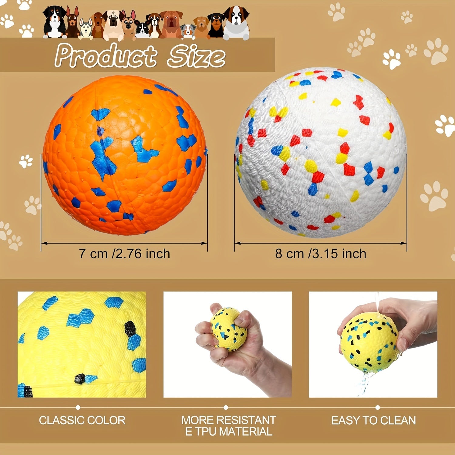 4 Pcs Dog Tennis Balls For Aggressive Chewers Dog Toys For Teething Durable Puppy Chew Toy Floating Dog Pet Fetch Toy Ball For Large Medium Small Dog