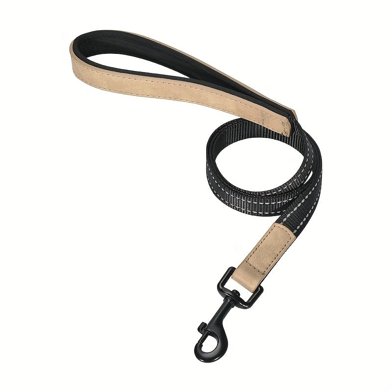 Reflective Film Waterproof Leather Collar Matching Mid-section Reflective Webbing Leather Handle 5 Colors 4 Sizes Film Laser Engraving Nameplate Personalized Dog Collar