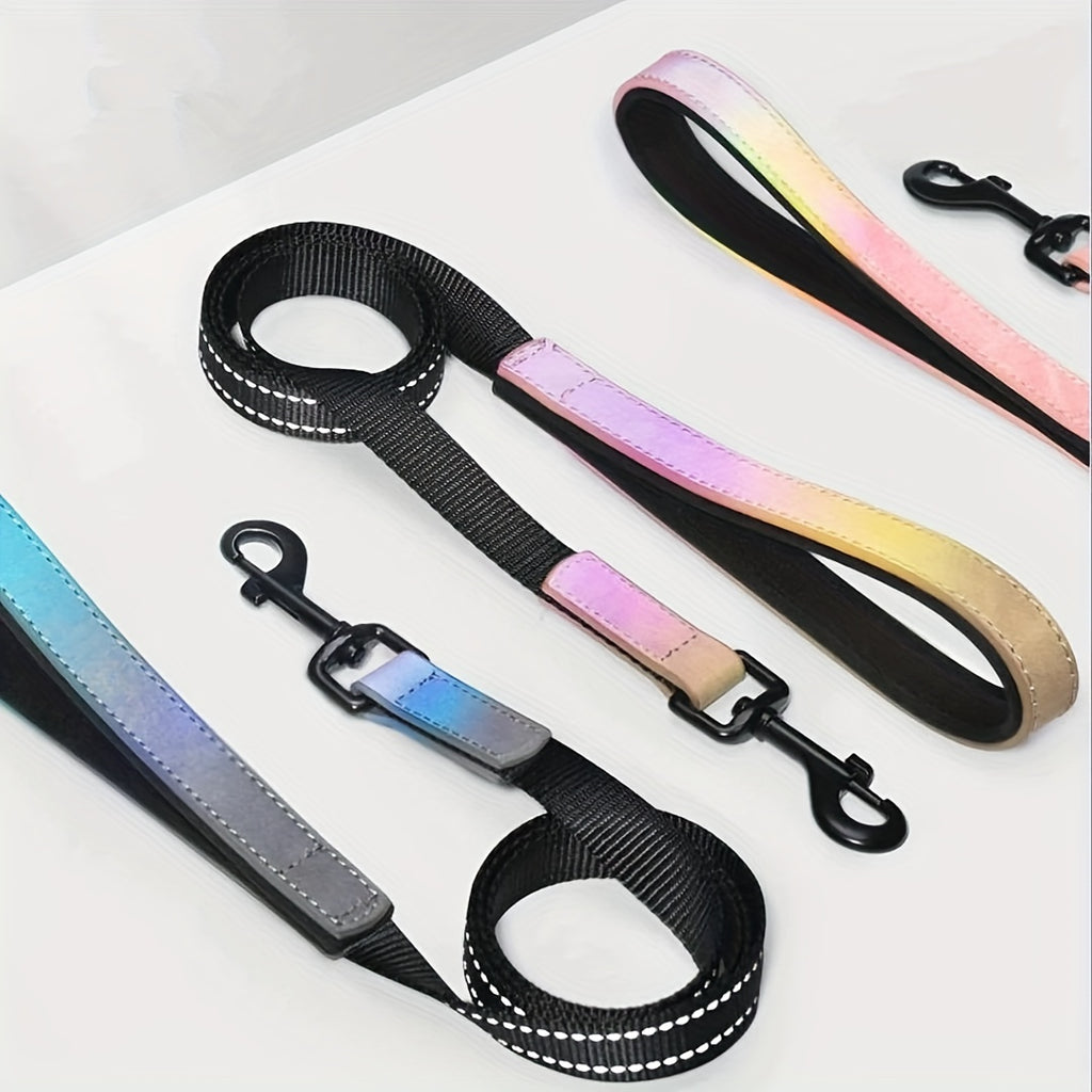 Reflective Film Waterproof Leather Collar Matching Mid-section Reflective Webbing Leather Handle 5 Colors 4 Sizes Film Laser Engraving Nameplate Personalized Dog Collar