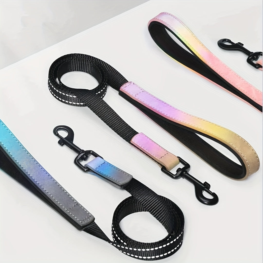 Reflective Film Waterproof Leather Collar Matching Mid-section Reflective Webbing Leather Handle 5 Colors 4 Sizes Film Laser Engraving Nameplate Personalized Dog Collar