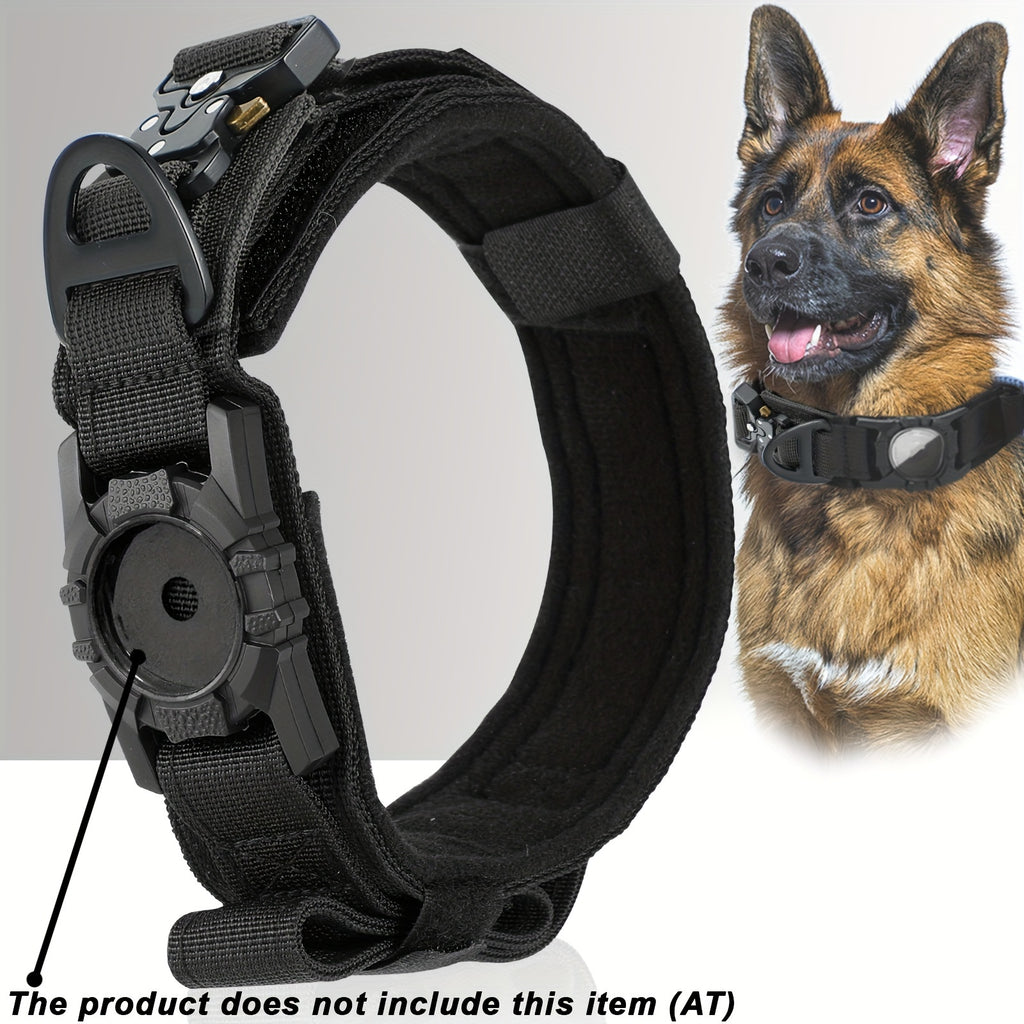 [Tactical Dog Collar] Heavy-Duty Tactical Nylon Dog Collar with GPS Holder | Adjustable Military-Style Collar for All Breeds, Secure Fit Collar