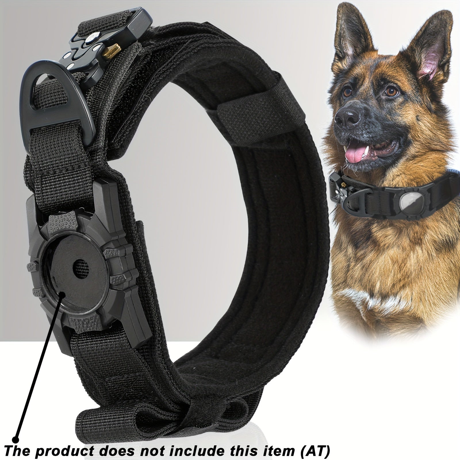 [Tactical Dog Collar] Heavy-Duty Tactical Nylon Dog Collar with GPS Holder | Adjustable Military-Style Collar for All Breeds, Secure Fit Collar