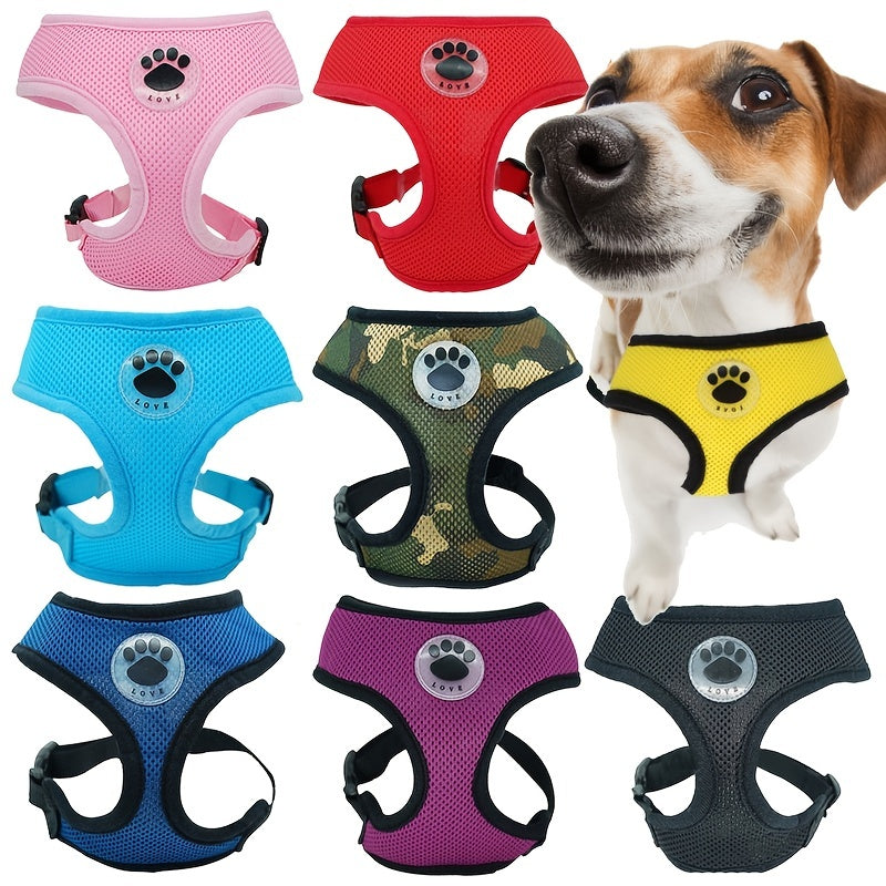 Dog Chest Strap with Paw Size Adjustment Sandwich Breathable Mesh Soft and Comfortable No Pull Handle 5 Sizes