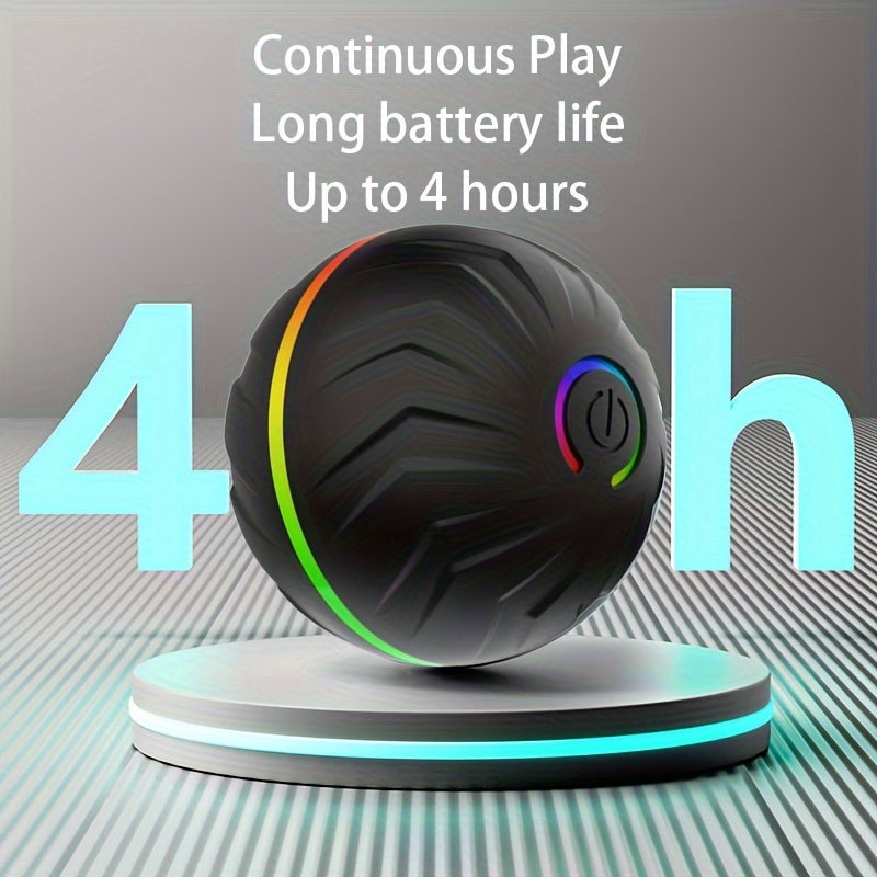 Intelligent teasing dog ball, interactive dog toys, random rolling & jumping, dazzling colorful lights, long life 4h, comes with charging cable & manual! Multi-scene rolling & jumping, suitable for: wooden floors, tile floors