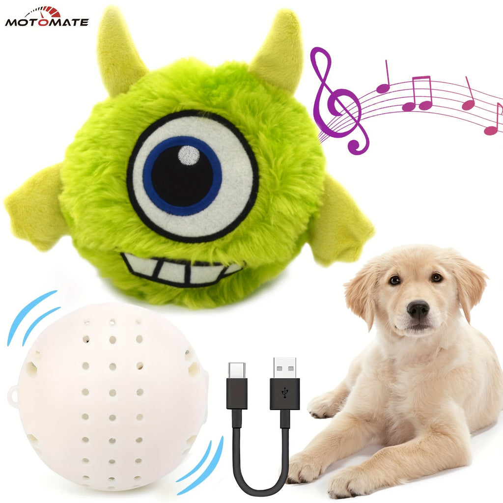 Motomate for Interactive Dog Toys, Rechargeable Self Moving Balls, Chewable Plush Cover, Small and Medium Dogs (Green)
