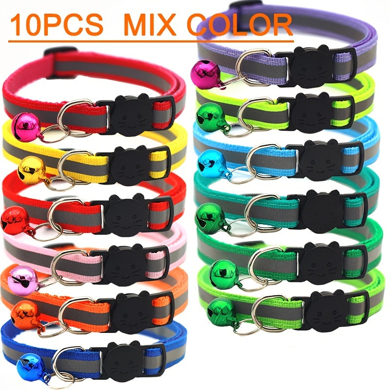 Pet Round Ears Cat Buckle Reflective Cat Head Safety Buckle Separable Cat Dog Bell Collar