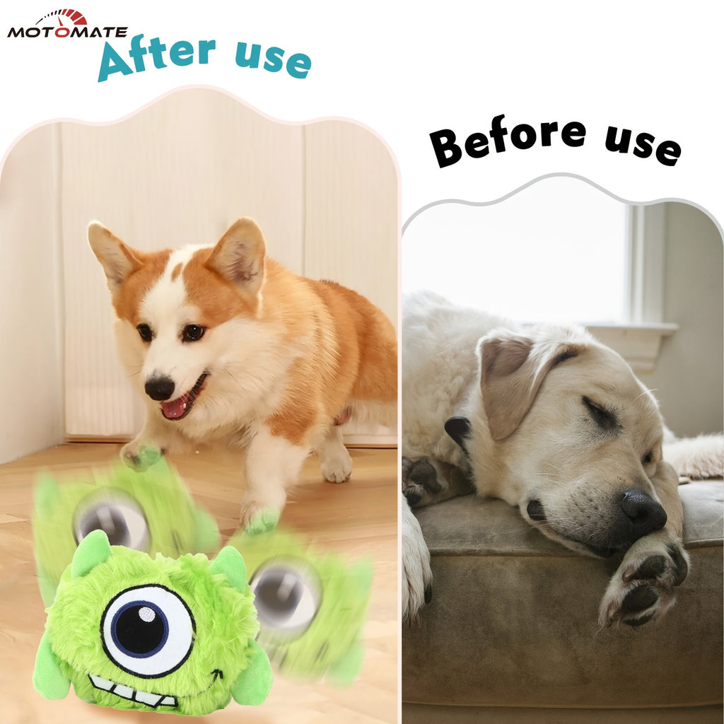 Motomate for Interactive Dog Toys, Rechargeable Self Moving Balls, Chewable Plush Cover, Small and Medium Dogs (Green)