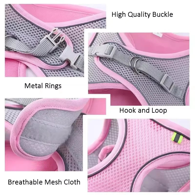 Cat and Dog Leash Anti-shedding Vest Breathable Reflective Pet Chest Harness Small Dog and Cat Leash Pet Outdoor Supplies