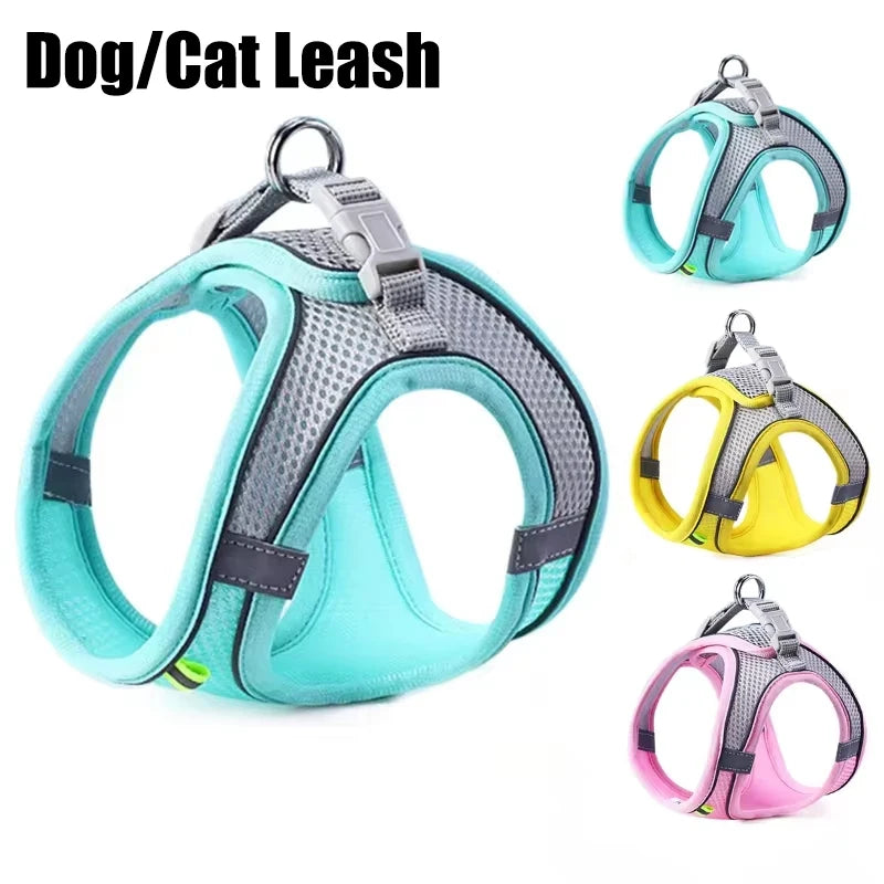 Cat and Dog Leash Anti-shedding Vest Breathable Reflective Pet Chest Harness Small Dog and Cat Leash Pet Outdoor Supplies