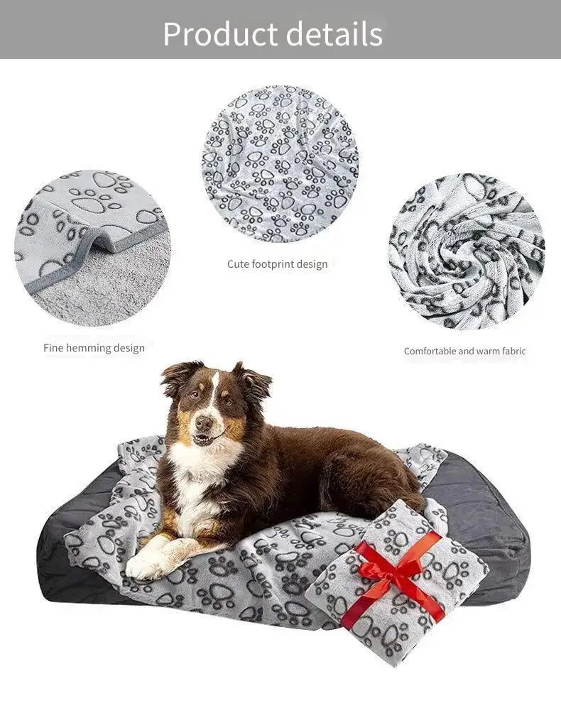 2PCS Soft Fluffy High Quality Pet Blanket Cute Cartoon Pattern Paw Print Dog  Pet Mat Warm and Comfortable Blanket for Cat Dogs